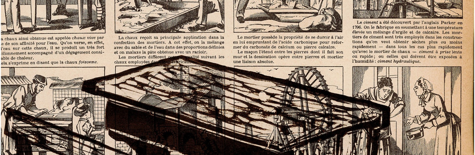 Dessin d'un bureau d'écolier sur du papier journal