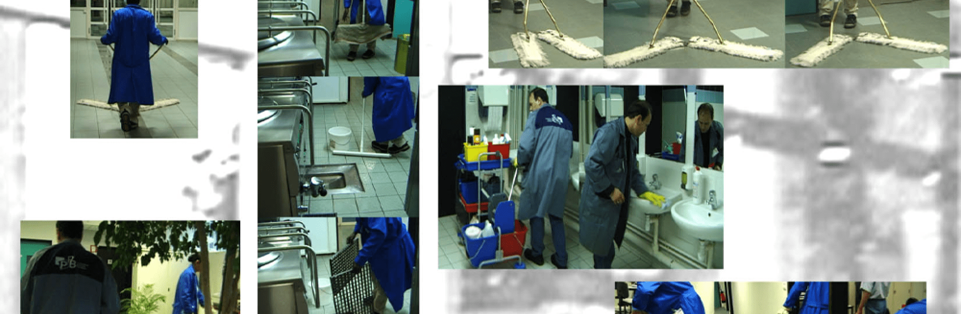 Plusieurs photographies d'agents de ménage au travail