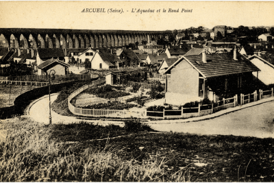 Vue de maisons d'Arcueil et de l'aqueduc - Agrandir l'image 1 sur 8, fenêtre modale