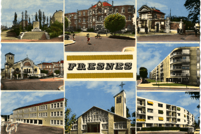 Huit vues de la ville de Fresnes, dont la mairie, les églises et la prison - Agrandir l'image 3 sur 20, fenêtre modale