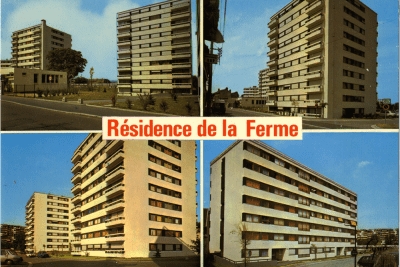 Quatre vues extérieures de la Résidence de la Ferme, montrant quatre bâtiments différents - Agrandir l'image 11 sur 12, fenêtre modale