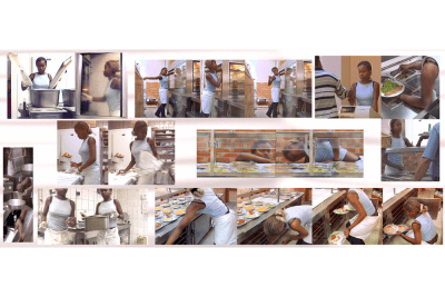 Plusieurs photographies d'une serveuse de cafétéria en train de travailler - Agrandir l'image 5 sur 5, fenêtre modale